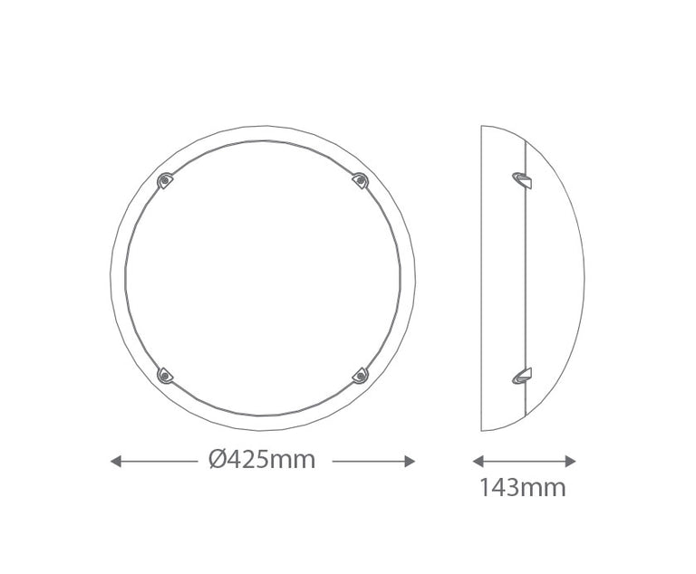 Ivela 240V E27 Round Polycarbonate Bunker Wall Light Large Silver - 18653