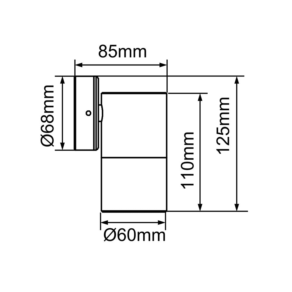Beamlite 240V Fixed Wall Pillar Light Black - 193169