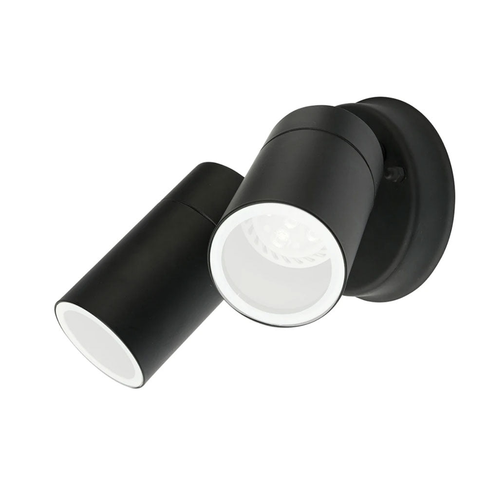 Coolum 240V 2 x GU10 Adjustable Wall Pillar Light IP44 Black - 19319/06