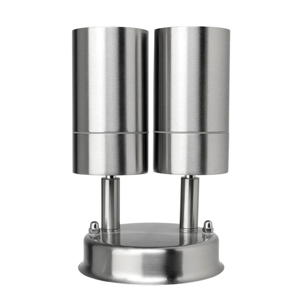 Coolum 240V 2 x GU10 Adjustable Wall Pillar Light IP44 Stainless Steel - 19319/16