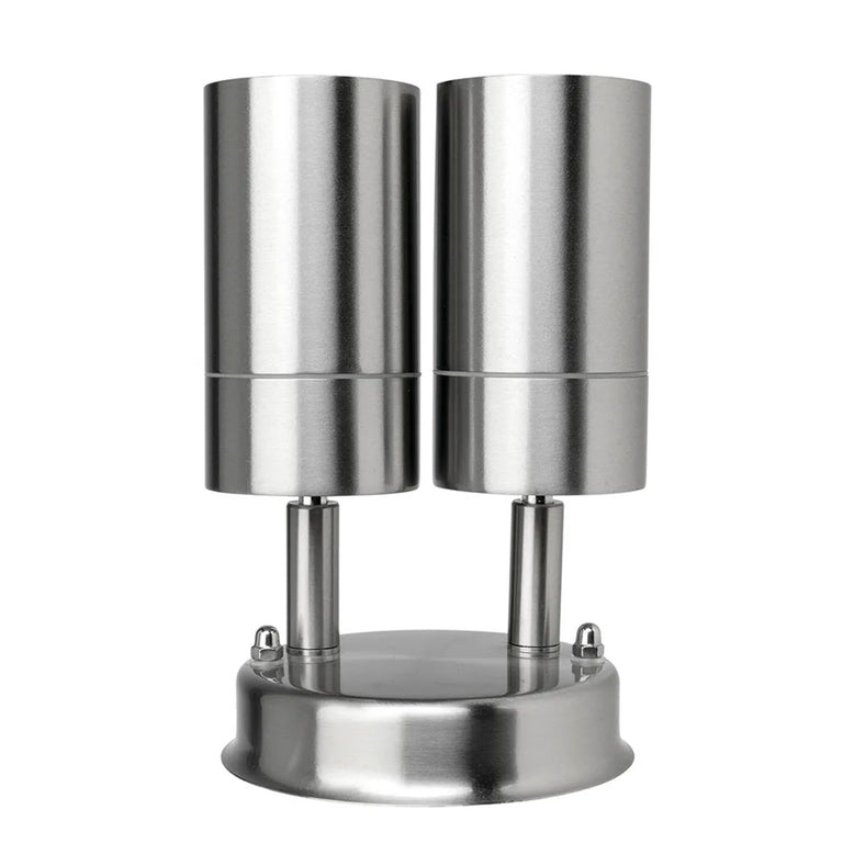 Coolum 240V 2 x GU10 Adjustable Wall Pillar Light IP44 Stainless Steel - 19319/16