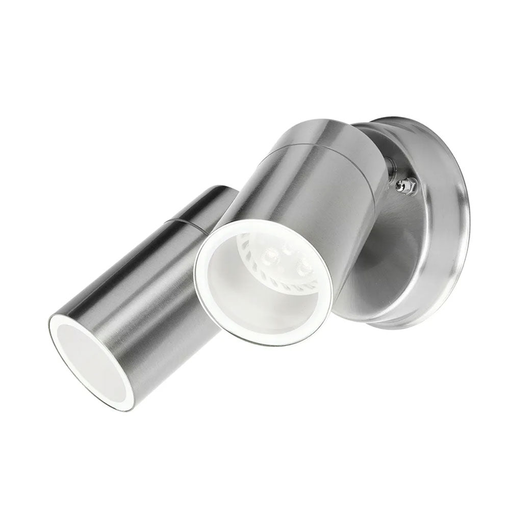 Coolum 240V 2 x GU10 Adjustable Wall Pillar Light IP44 Stainless Steel - 19319/16