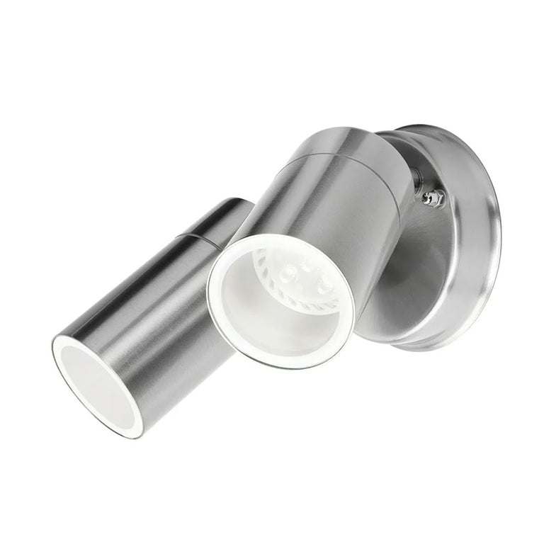 Coolum 240V 2 x GU10 Adjustable Wall Pillar Light IP44 Stainless Steel - 19319/16