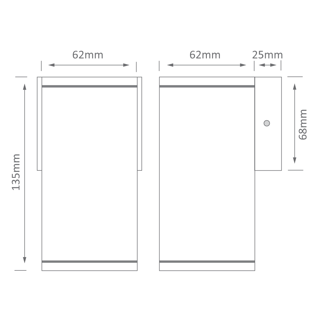 Alpha-1 240V GU10 Fixed Wall Pillar Light Black IP65 - 19388