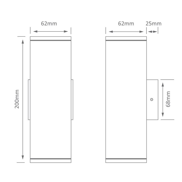 Alpha-2 240V GU10 Up/Down Wall Pillar Light White IP65 - 19797