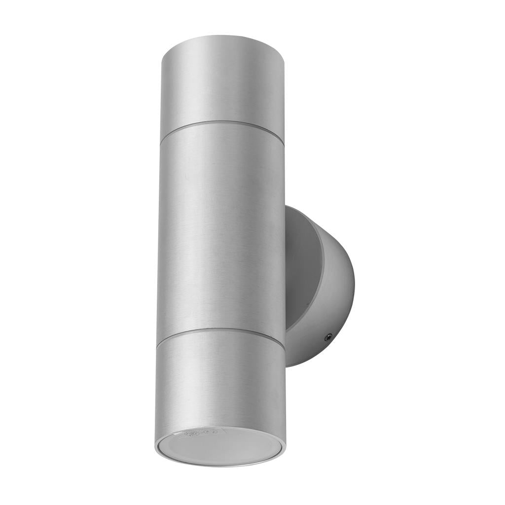 Elite 240V GU10 Cylindrical Up/Down Wall Pillar Light Aluminium IP54 - 19399
