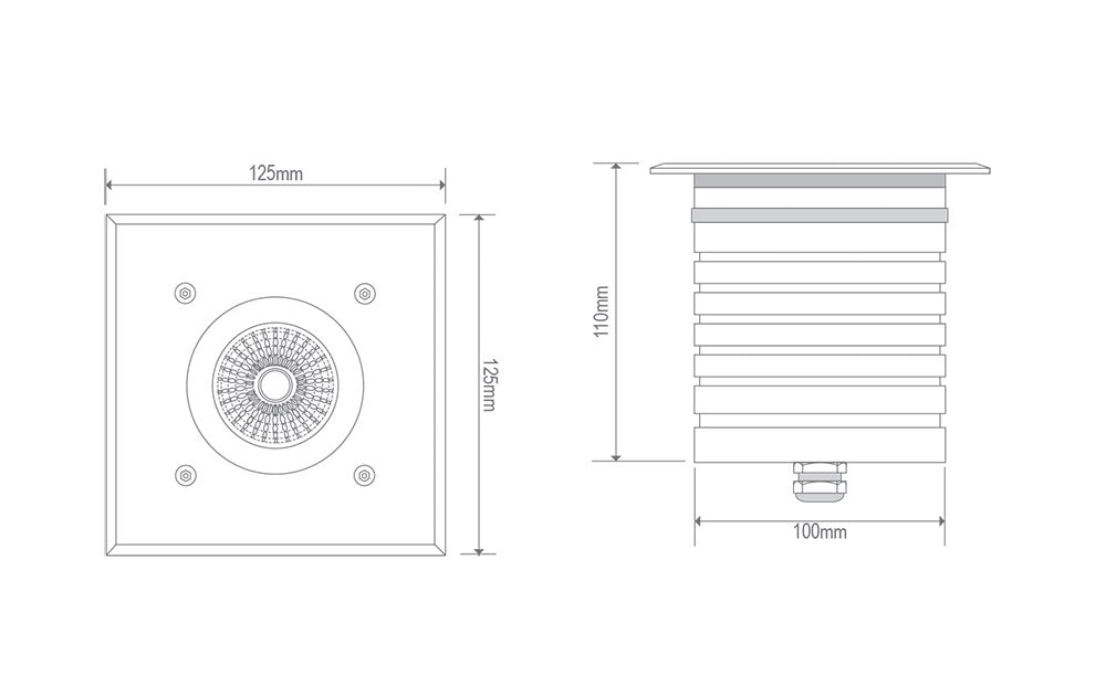MODULA-SQUARE 24V 9W LED Inground Light - Aluminium Finish / Warm White LED - 19422