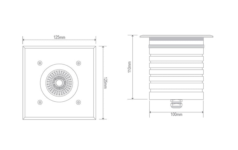 Modula 9 Watt 24V Square LED Inground Light Aluminium / White - 19423