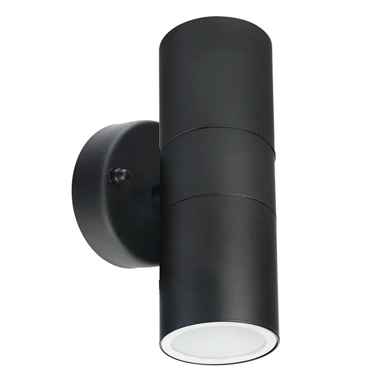 Coolum 2 Light 240V GU10 Up/Down Wall Pillar Light IP44 Black - 19834/06