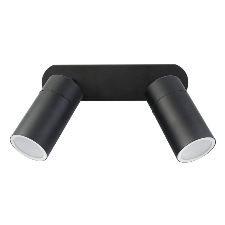 Coolum 240V 2 x GU10 Ceiling Spotlight Bar Light IP44 Black - 19837/06