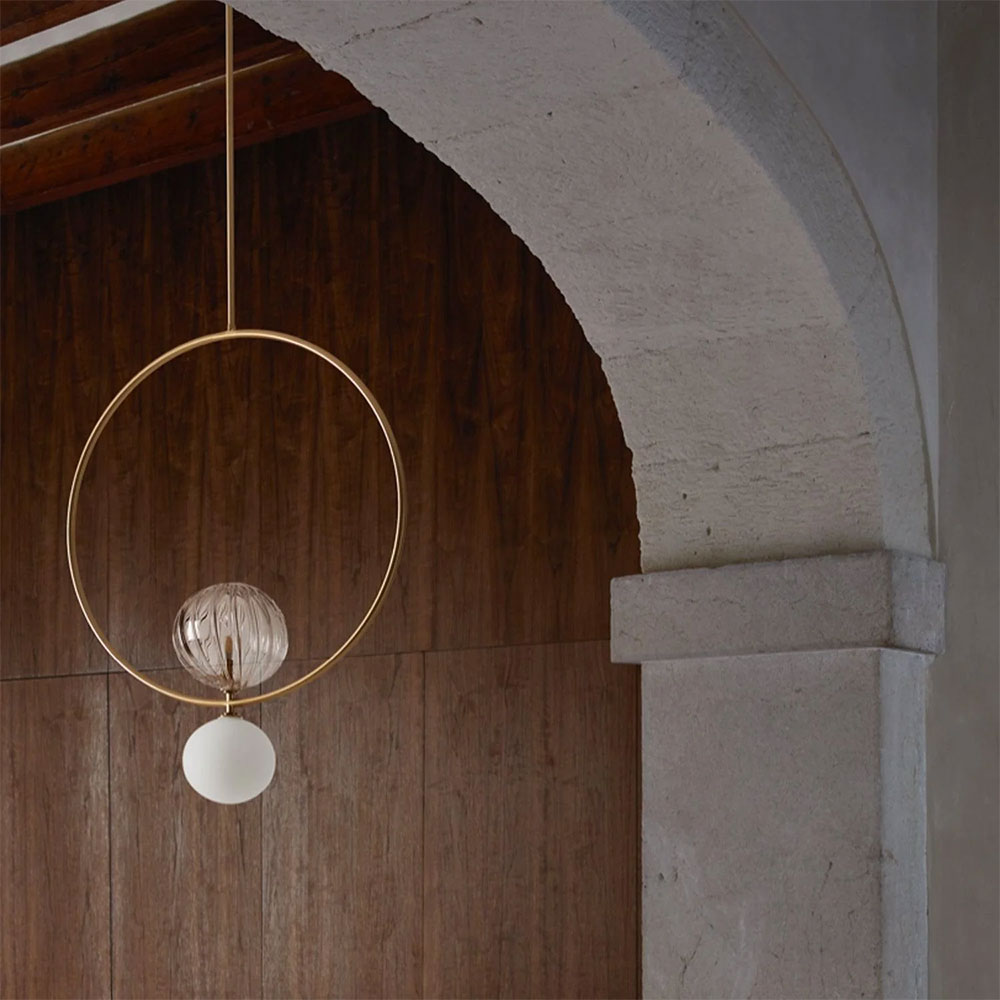 Level LED Large Pendant Aged Gold