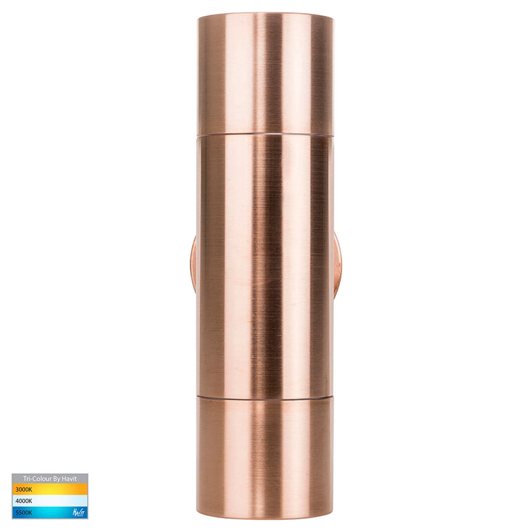 Tivah 2 x 5W CCT 12V DC MR16 LED Up / Down Wall Light Solid Copper - HV1017MR16T