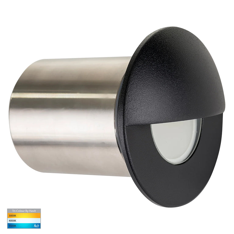 Ollo 5W CCT 12V DC Eyelid LED Step Light Black / Stainless Steel - HV19012T-BLK