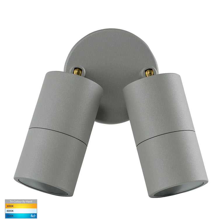 Tivah 2 x 5W CCT 12V DC MR16 LED Double Adjustable Wall Light Silver - HV1347MR16T