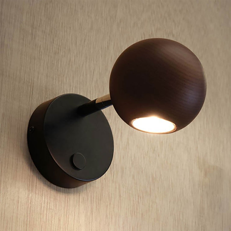 Lita LED Wall Light Matt Black / Walnut - ARO.A1230