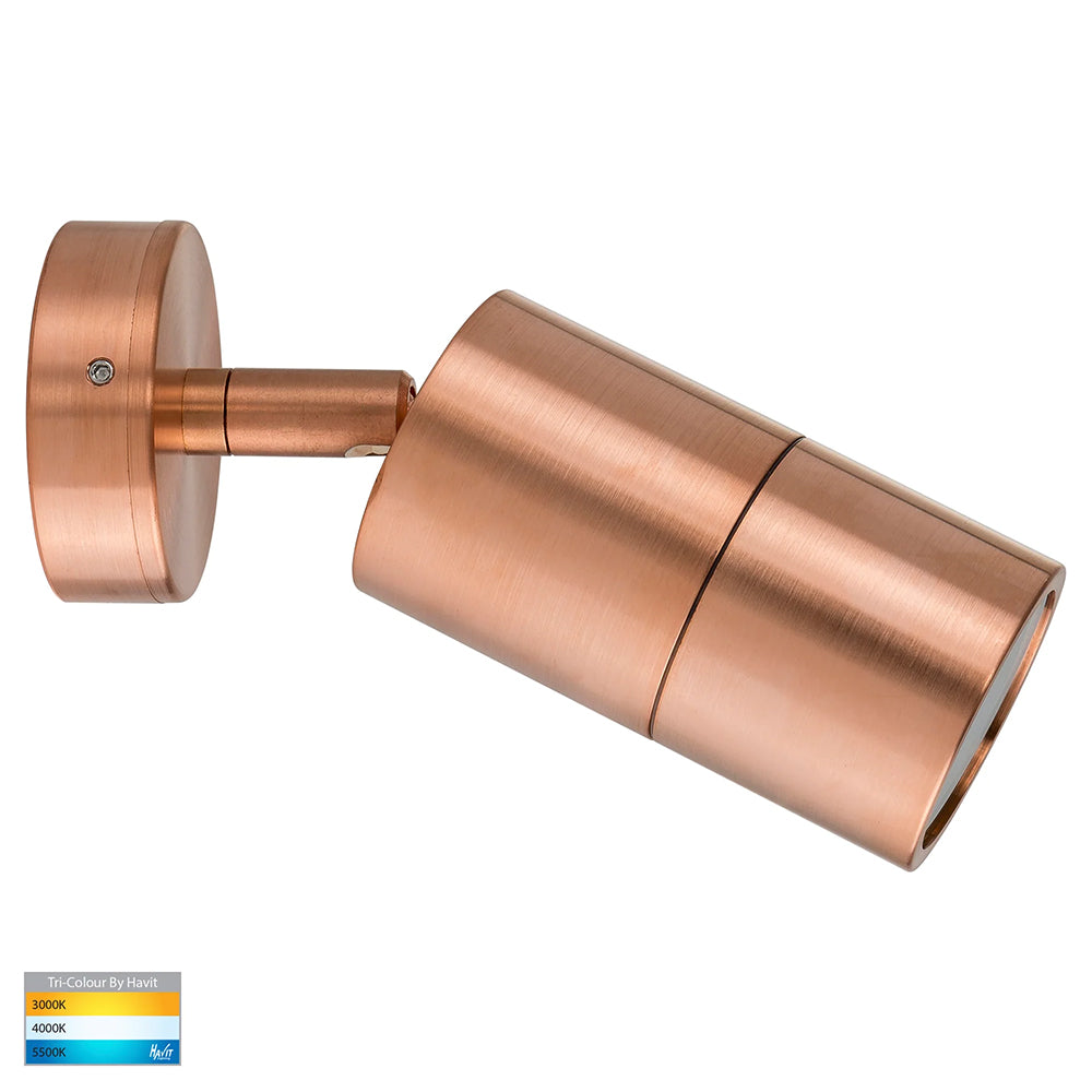 Tivah 5W CCT 240V GU10 LED Adjustable Wall Light Solid Copper - HV1217GU10T