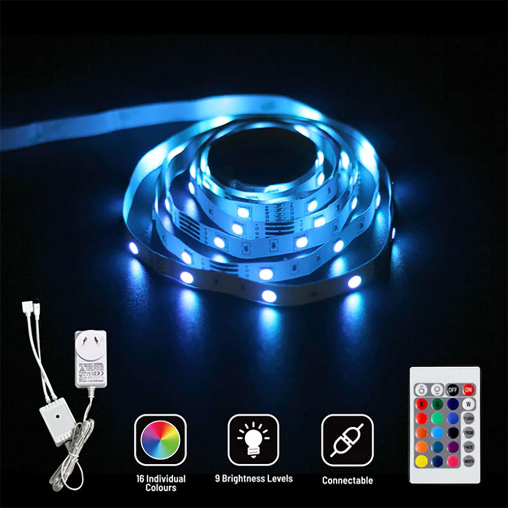 Flexi RGB LED 2 Metre 12W Strip Light Kit Remote Control - LL0603