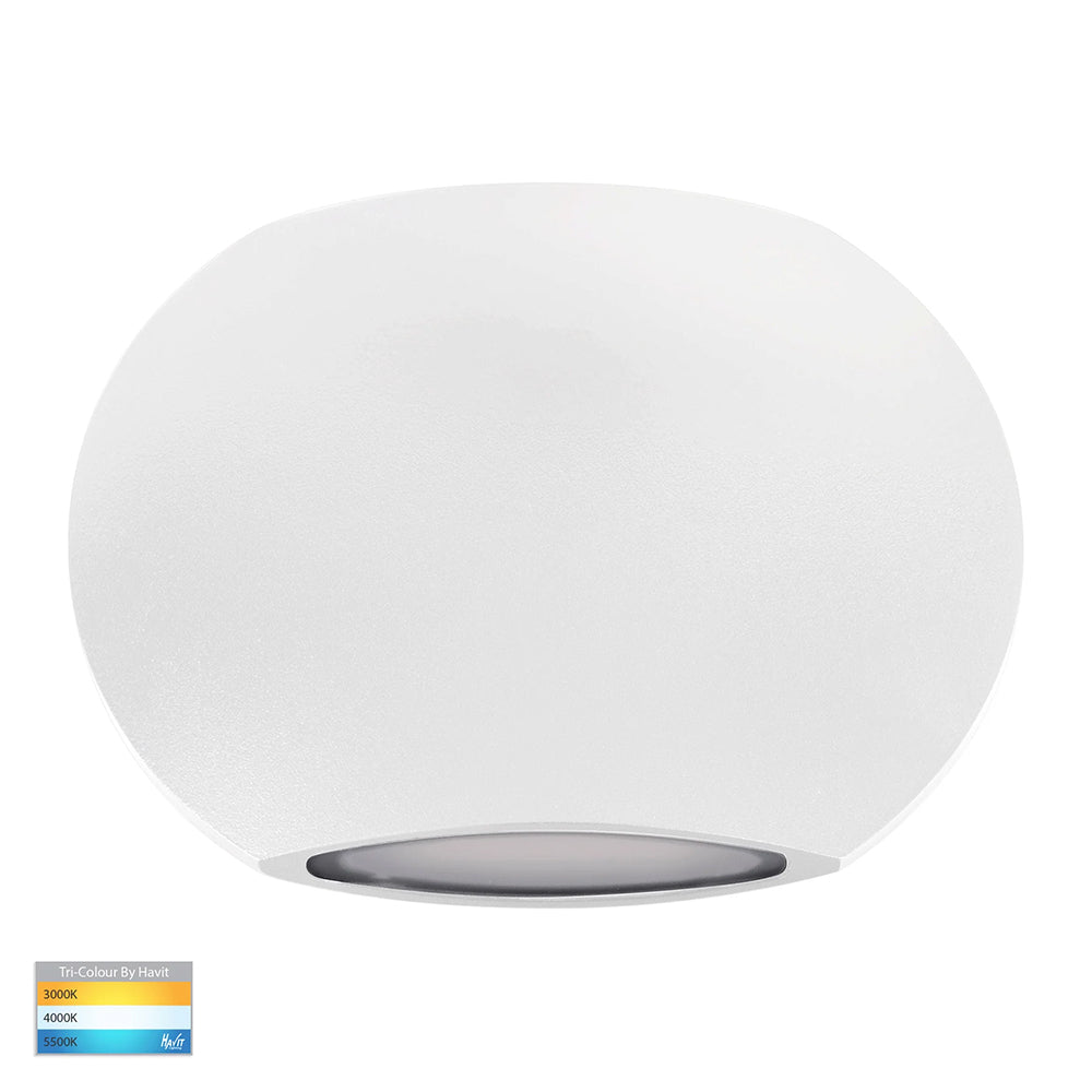 Cara 6W 240V Up & Down LED Wall Pillar Light White / Tri-Colour - HV35021T-WHT
