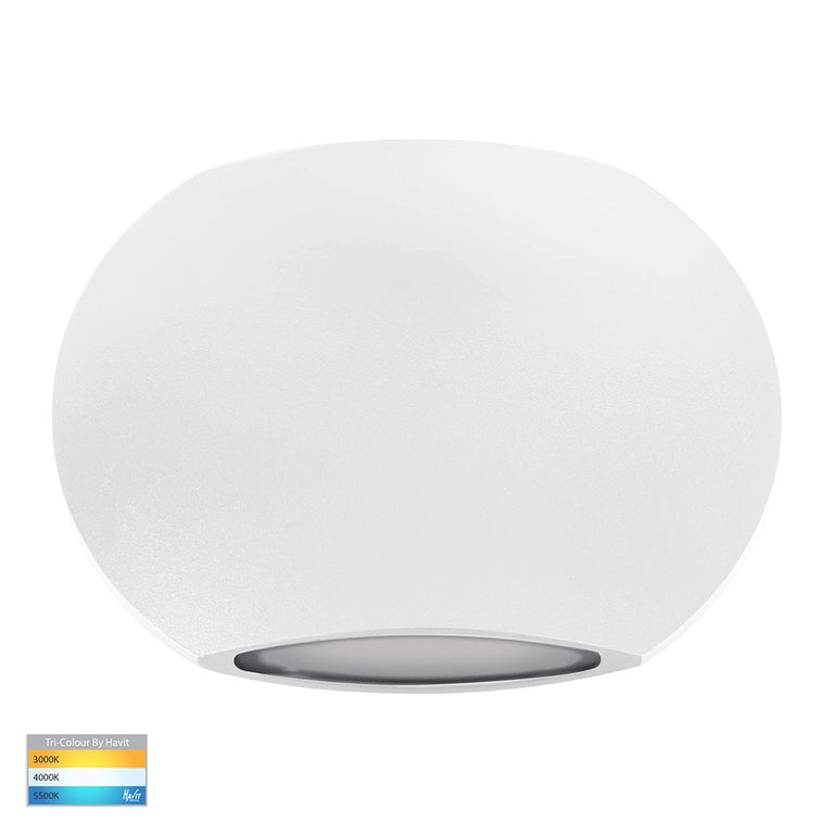 Cara 6W 240V Up & Down LED Wall Pillar Light White / Tri-Colour - HV35021T-WHT