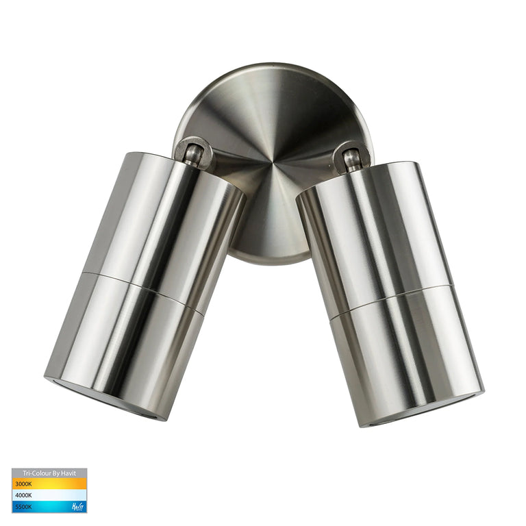 Tivah 2 x 5W CCT 12V DC MR16 LED Double Adjustable Wall Light 316 Stainless Steel - HV1307MR16T