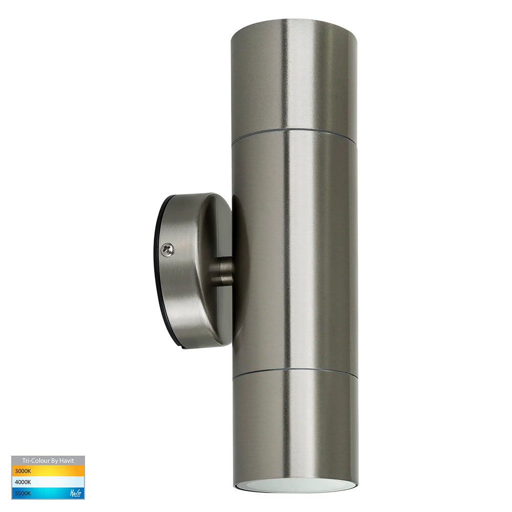Fortis 2 x 5W CCT 240V GU10 LED Up / Down Wall Light 304 Stainless Steel - HV1072T