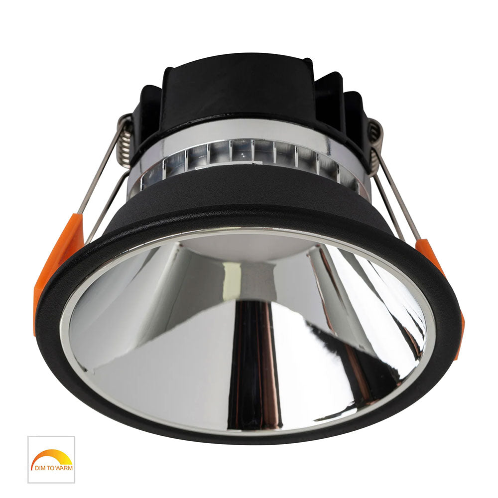 Gleam 9W 240V LED 97mm Downlight Black & Chrome / Warm - HV5528D2W-BC