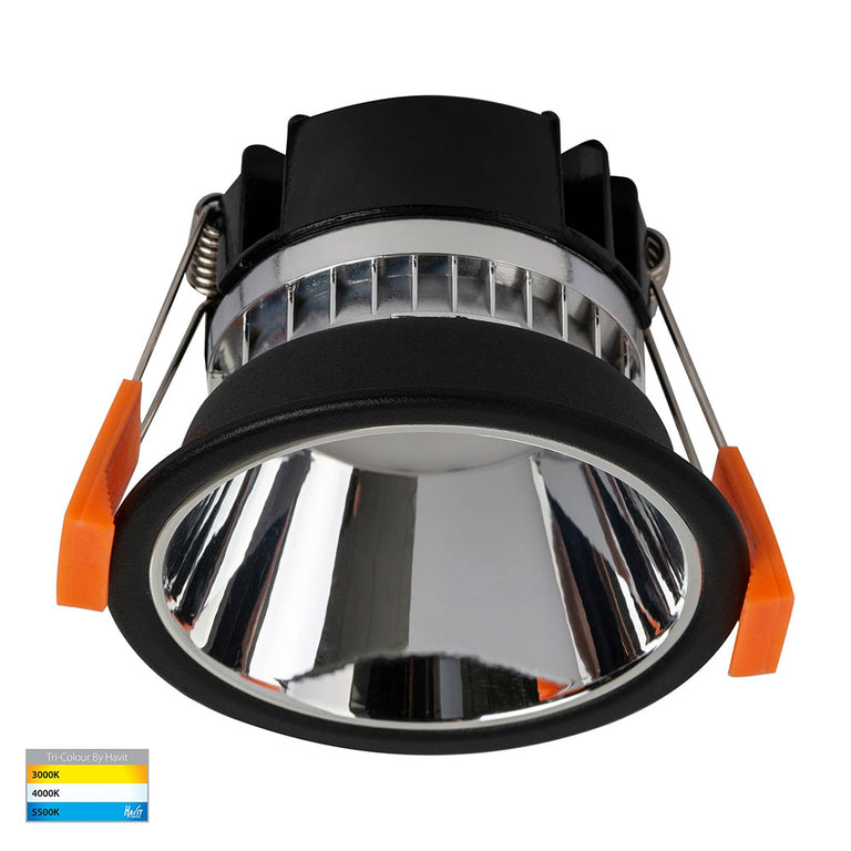Gleam 9W CCT 240V LED 82mm Downlight Black & Chrome - HV5529T-BC