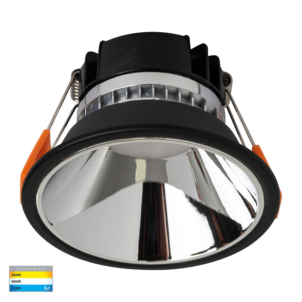 Gleam 9W CCT 240V LED 97mm Downlight Black & Chrome - HV5528T-BC