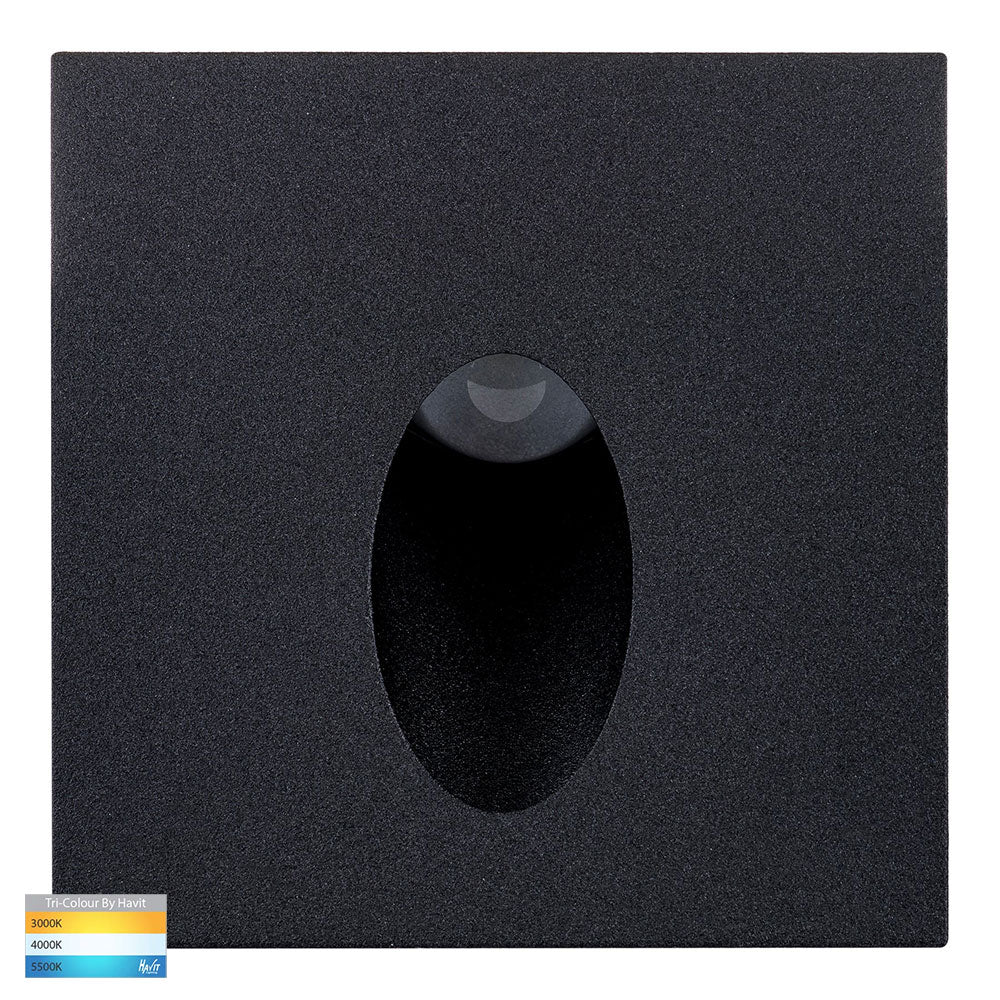 Reces 2.5W CCT 12V DC LED Square Step Light Black - HV3215T-BLK-12V