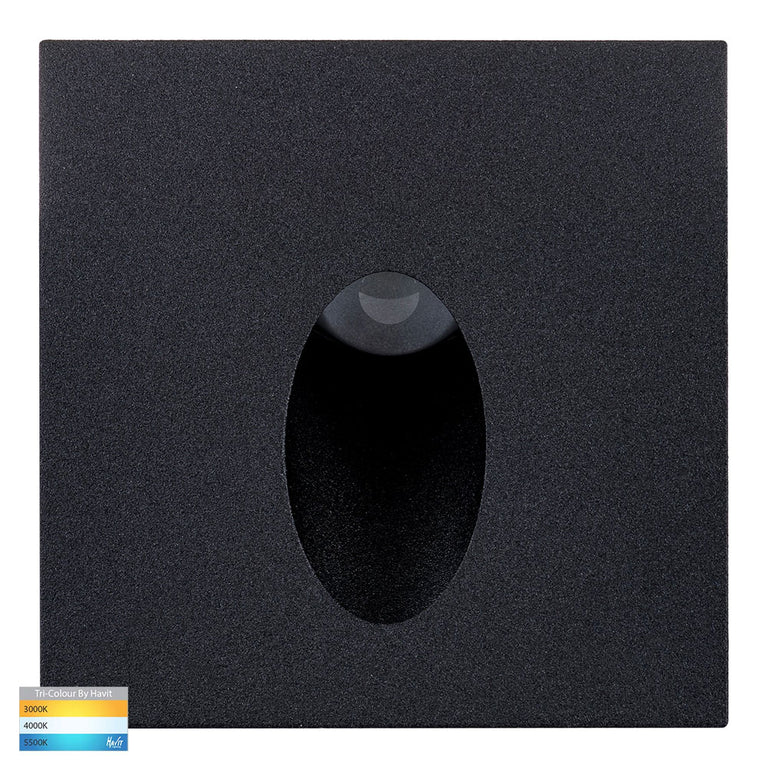 Reces 2.5W CCT 12V DC LED Square Step Light Black - HV3215T-BLK-12V