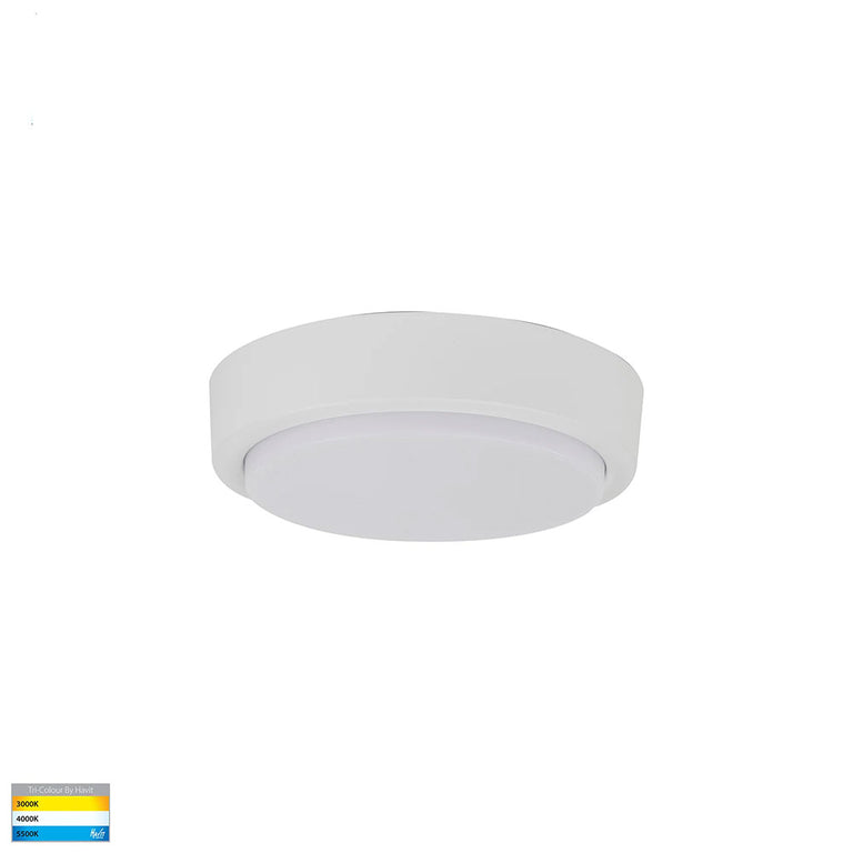 Liptor 10W CCT 240V LED 200mm Round  Oyster Light White - HV36051T-WHT