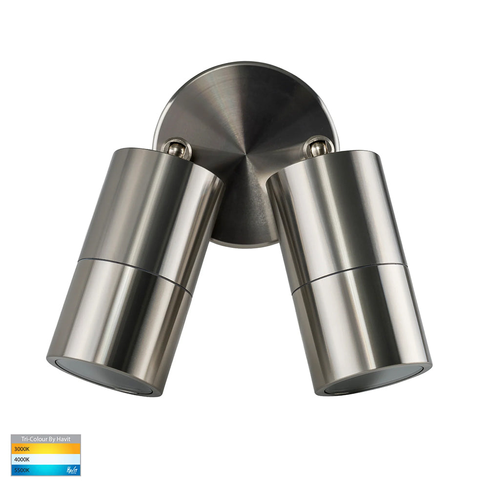 Tivah 2 x 5W CCT 12V DC MR16 LED Double Adjustable Wall Light Titanium Aluminium - HV1387MR16T