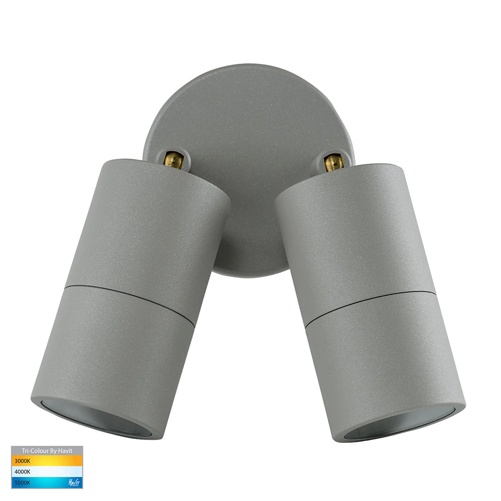 Tivah 2 x 9in1 CCT 240V GU10 LED Double Adjustable Wall Light Silver - HV1345T