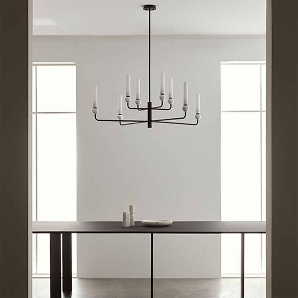 Delie 8 Light LED Pendant Matt Black / White - ARO.C1224/8/NEG