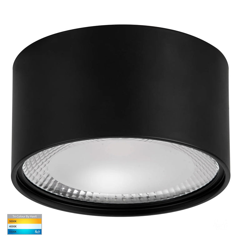 Nella 18W CCT 12V DC LED Surface Mounted Downlight Black - HV5805T-BLK-12V
