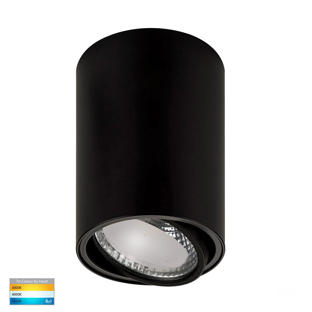 Nella 12W CCT 240V LED Tilt Downlight Black - HV5813T-BLK