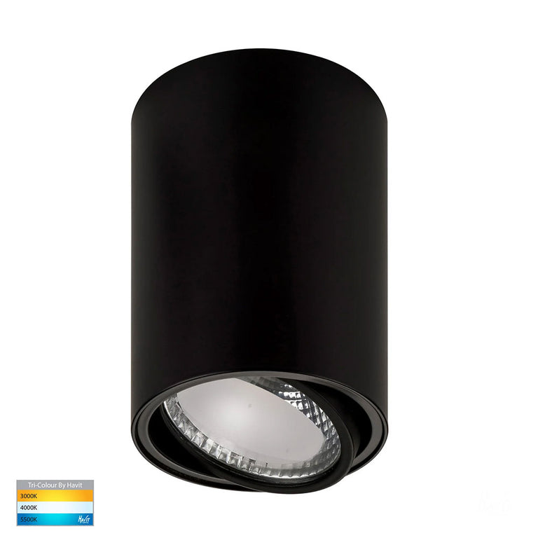 Nella 12W CCT 240V LED Tilt Downlight Black - HV5813T-BLK