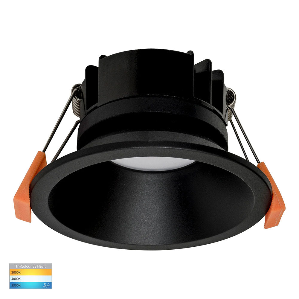 Gleam 9W CCT 240V LED 100mm Downlight Black - HV5528T-BLK