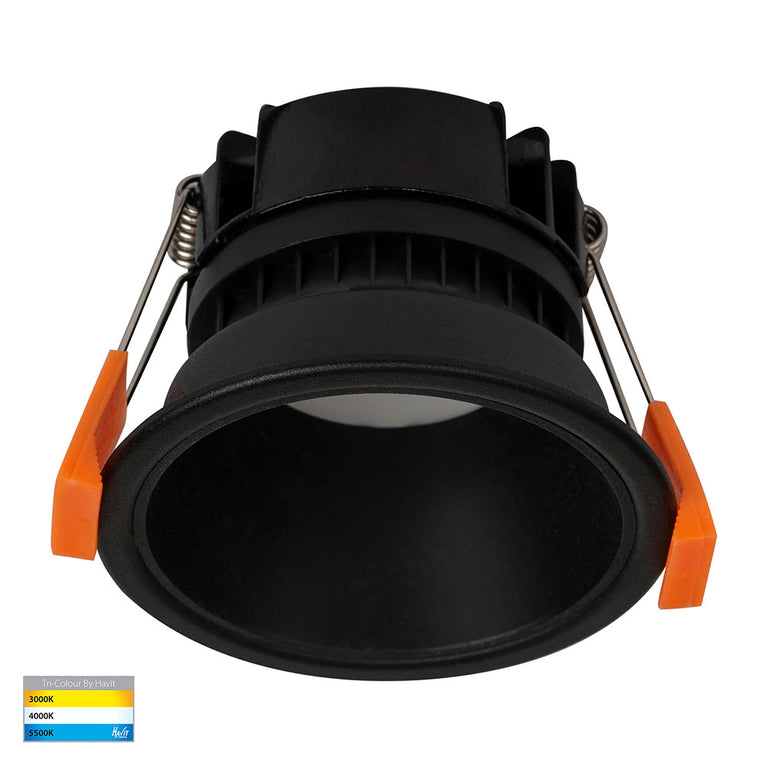 Gleam 9W CCT 240V LED 82mm Downlight Black & Black - HV5529T-BB