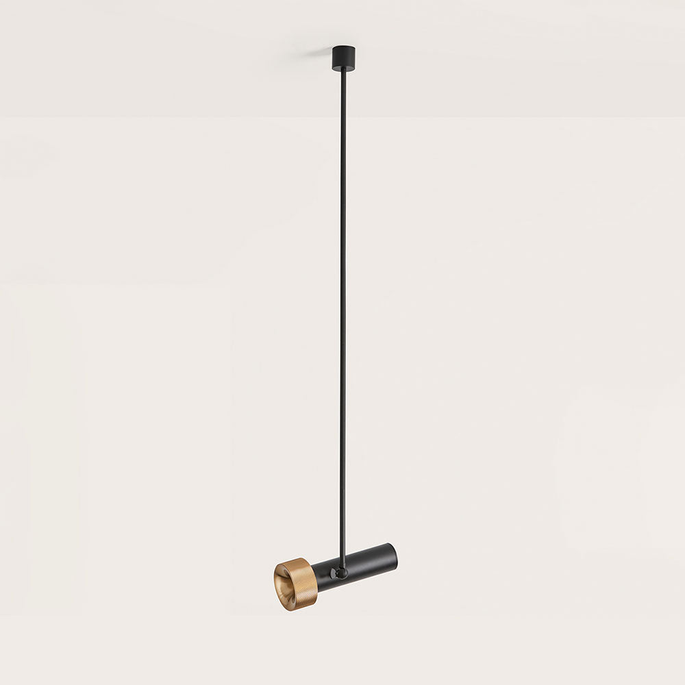 Focus Fixed LED Rod Pendant Matt Black / Aged Gold - ARO.C1279/1/NEG-ORO