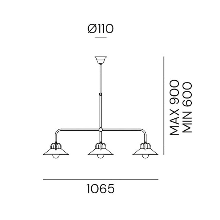 Cascina 3 Light Suspension Pendant - 204.10.OO