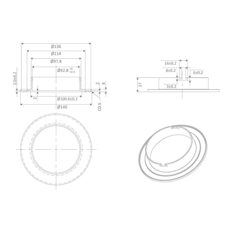 Deco-13 Adaptor Plate Satin White - 20504