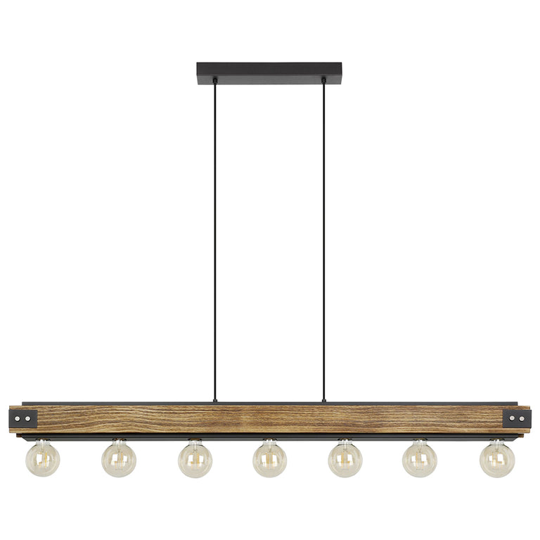Layham 7 Light Industrial Pendant Black / Brown - 205157