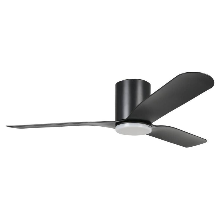 Iluka 52" DC Flush Ceiling Hugger Fan With 20W Dimmable LED Light Matt Black / Tunable - 20538302