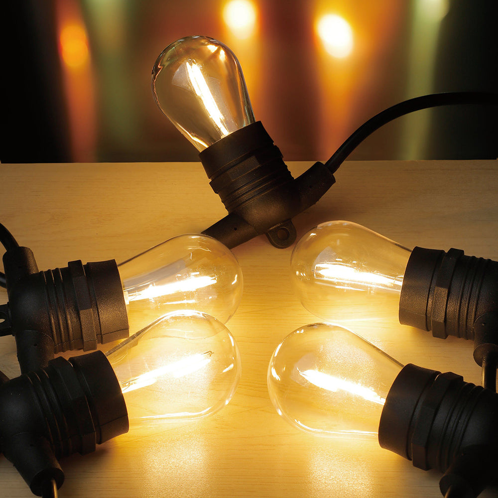 Festoon 10 Light 12V LED Fixed Light Kit Black / Warm White IP55 - 205893N