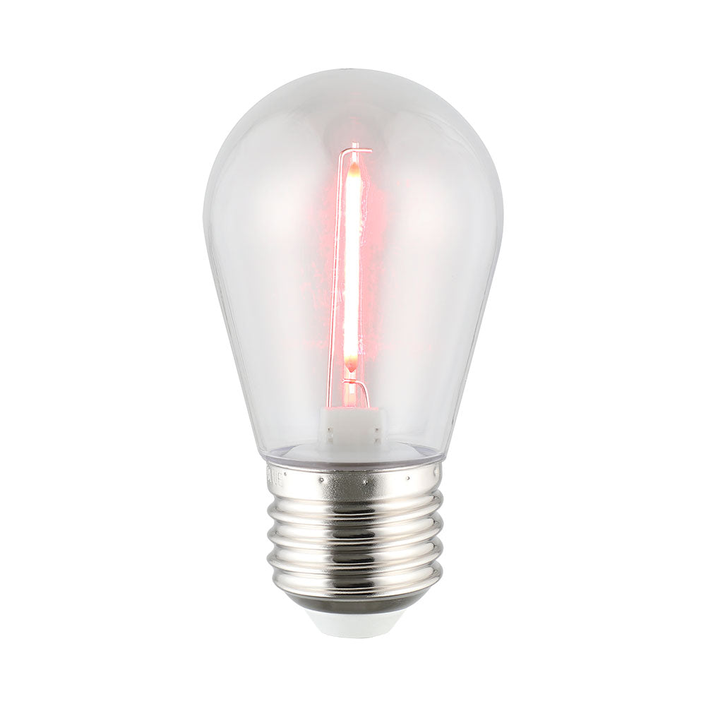 Shatterproof S14 12V DC LED 0.4W E27 Festoon Globe Pink - 205409