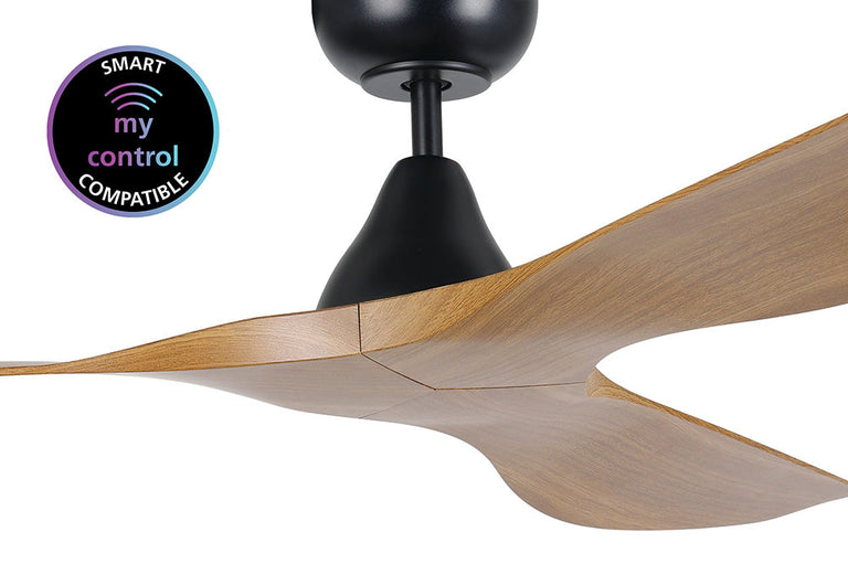 Surf 40" DC Ceiling Fan Matt Black / Burmese Teak - 20789217