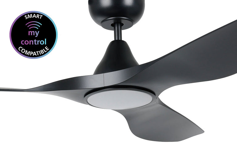 Surf 40" DC Ceiling Fan With 20W Dimmable LED Matt Black / Tri-Colour - 20789302