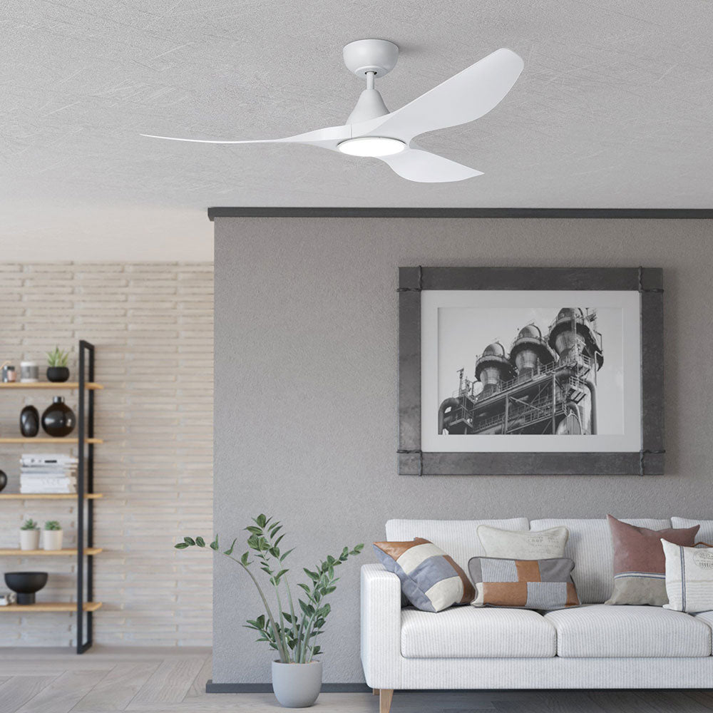 Surf 52" DC Ceiling Fan With 20W Dimmable LED Matt White / Tri-Colour - 20549901