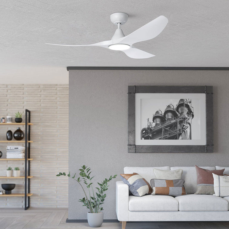 Surf 52" DC Ceiling Fan With 20W Dimmable LED Matt White / Tri-Colour - 20549901